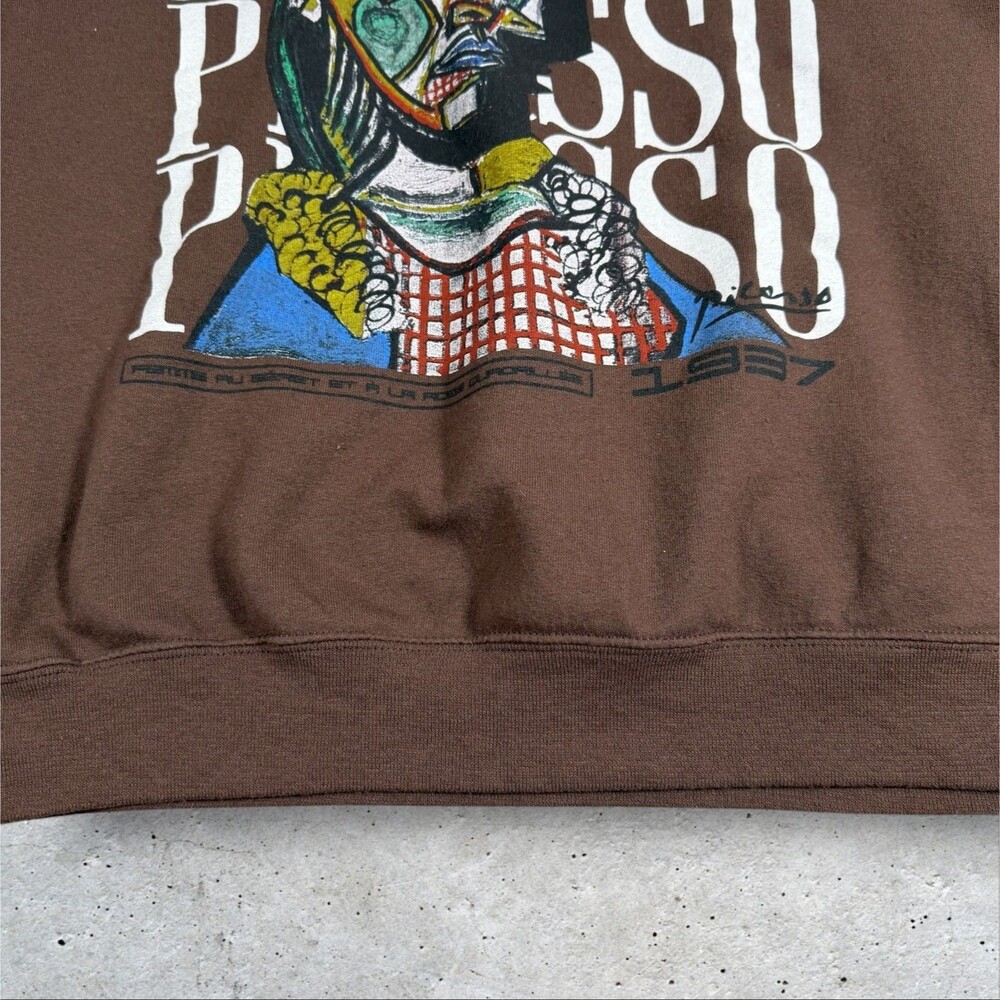 Pablo Picasso Art Sweatshirt Brown Bowery Supply Co Femme Au Beret Medium M Tee - Picture 8 of 10